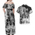 Polynesian Sea Turtle Couples Matching Off Shoulder Maxi Dress and Hawaiian Shirt Tribal Black LT6 - Polynesian Pride