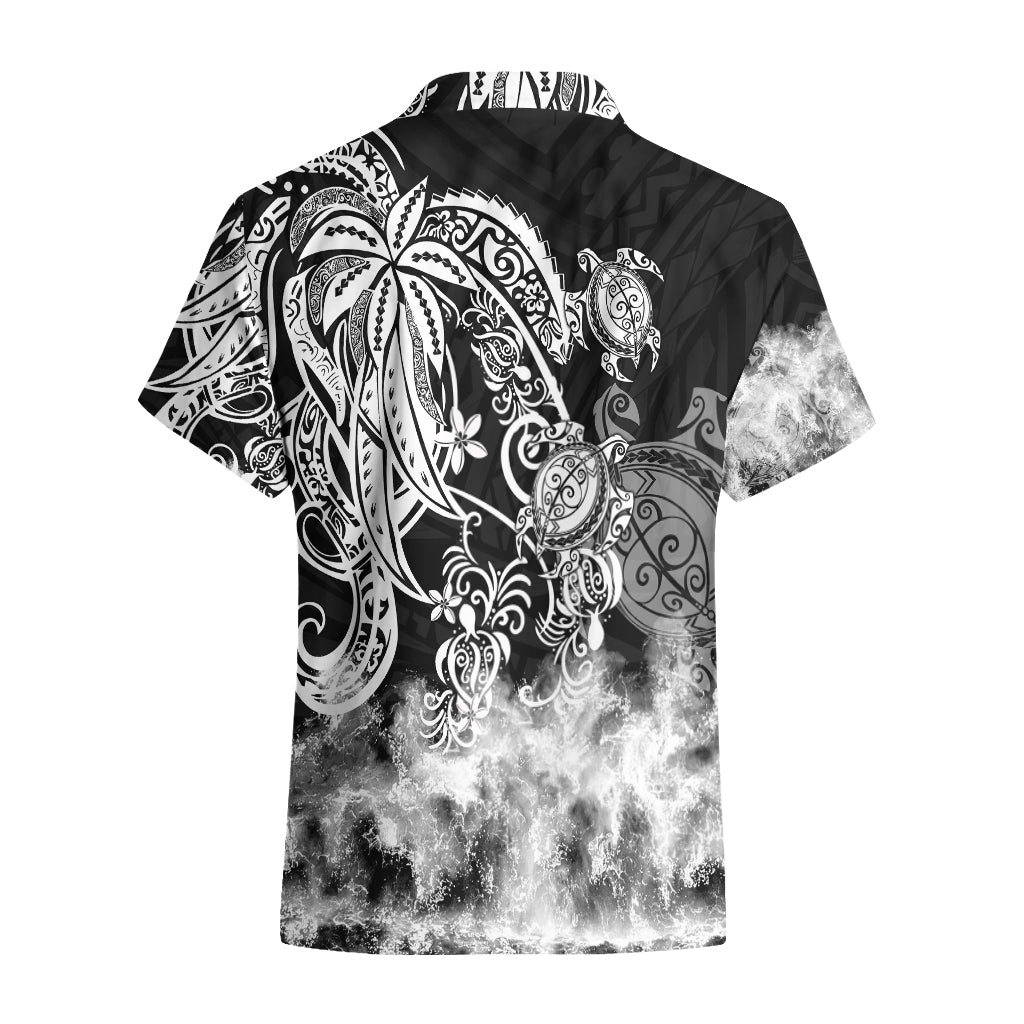 Polynesian Sea Turtle Hawaiian Shirt Tribal Black LT6 - Polynesian Pride