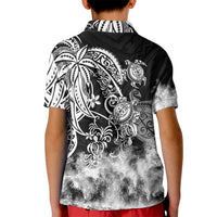 Polynesian Sea Turtle Kid Polo Shirt Tribal Black LT6 - Polynesian Pride