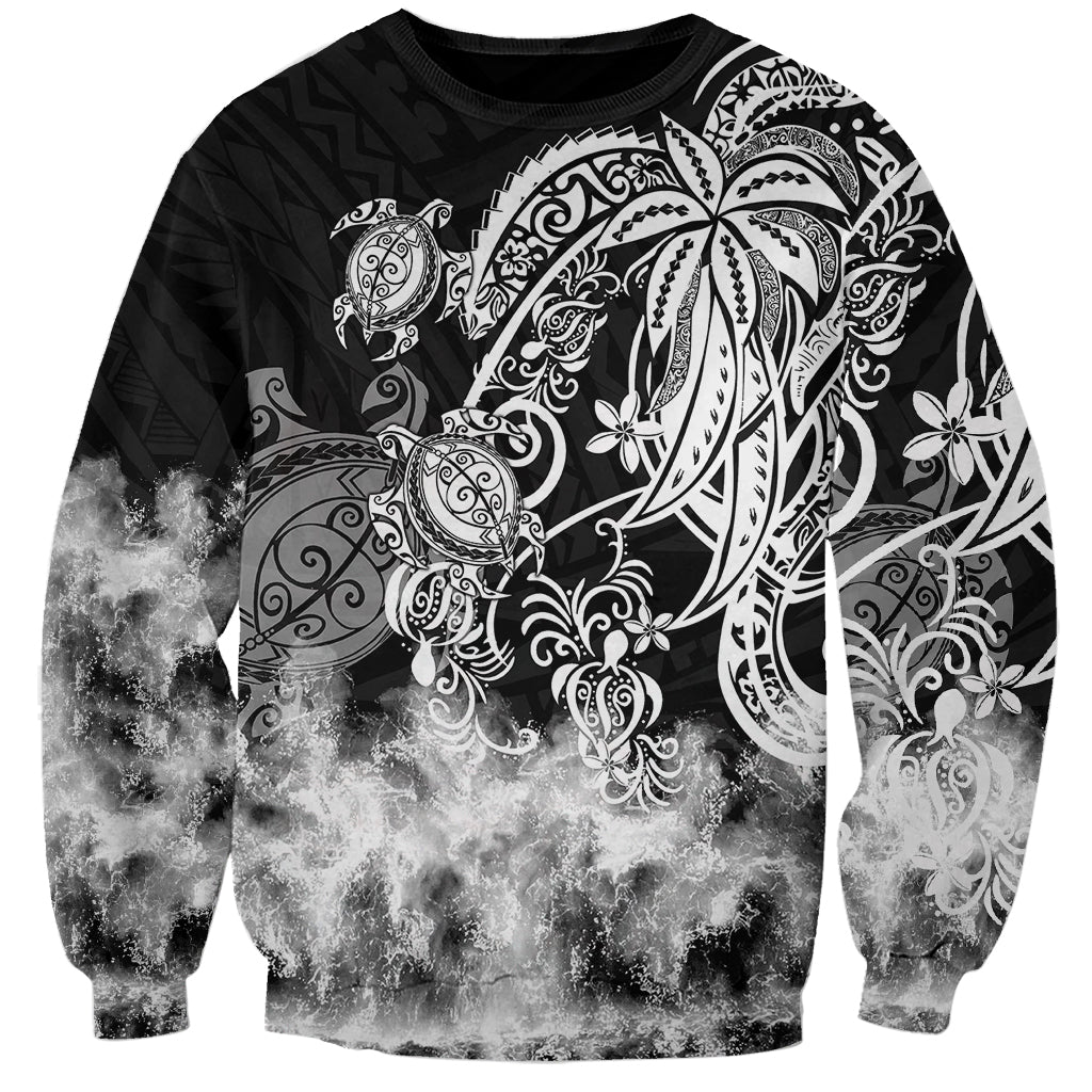 Polynesian Sea Turtle Sweatshirt Tribal Black LT6 Unisex Black - Polynesian Pride