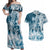 Polynesian Sea Turtle Couples Matching Off Shoulder Maxi Dress and Hawaiian Shirt Tribal Blue LT6 Blue - Polynesian Pride