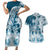 Polynesian Sea Turtle Couples Matching Short Sleeve Bodycon Dress and Hawaiian Shirt Tribal Blue LT6 Blue - Polynesian Pride