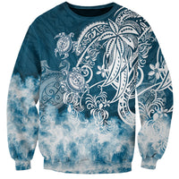 Polynesian Sea Turtle Sweatshirt Tribal Blue LT6 Unisex Blue - Polynesian Pride