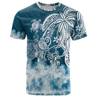 Polynesian Sea Turtle T Shirt Tribal Blue LT6 Blue - Polynesian Pride