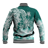 Polynesian Sea Turtle Baseball Jacket Tribal Green LT6 - Polynesian Pride