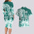 Polynesian Sea Turtle Couples Matching Long Sleeve Bodycon Dress and Hawaiian Shirt Tribal Green LT6 - Polynesian Pride