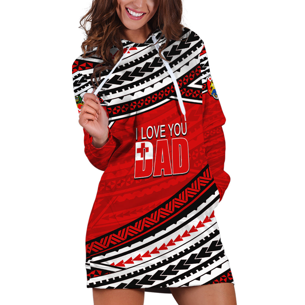 (Custom Personalised) Happy Fathers Day Tonga Hoodie Dress I Love You Dad LT6 Red - Polynesian Pride