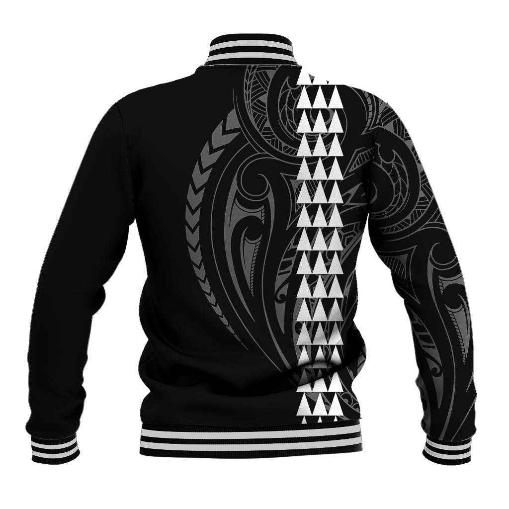 Polynesian Baseball Jacket Hawaiian Warrior and Aloha Girl With Hammerhead Shark Tattoos White LT6 - Polynesian Pride