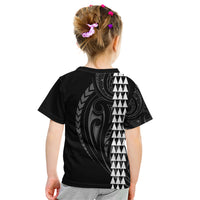 Polynesian Kid T Shirt Hawaiian Warrior and Aloha Girl With Hammerhead Shark Tattoos White LT6 - Polynesian Pride