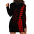 Polynesian Hoodie Dress Hawaiian Warrior and Aloha Girl With Hammerhead Shark Tattoos Red LT6 - Polynesian Pride