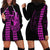 Polynesian Hoodie Dress Hawaiian Warrior and Aloha Girl With Hammerhead Shark Tattoos Purple LT6 - Polynesian Pride