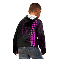Polynesian Kid Hoodie Hawaiian Warrior and Aloha Girl With Hammerhead Shark Tattoos Purple LT6 - Polynesian Pride