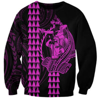 Polynesian Sweatshirt Hawaiian Warrior and Aloha Girl With Hammerhead Shark Tattoos Purple LT6 Unisex Purple - Polynesian Pride