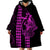 Polynesian Wearable Blanket Hoodie Hawaiian Warrior and Aloha Girl With Hammerhead Shark Tattoos Purple LT6 - Polynesian Pride