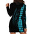 Polynesian Hoodie Dress Hawaiian Warrior and Aloha Girl With Hammerhead Shark Tattoos Light Blue LT6 - Polynesian Pride