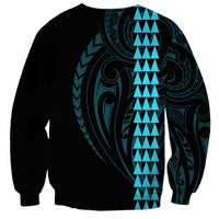 Polynesian Sweatshirt Hawaiian Warrior and Aloha Girl With Hammerhead Shark Tattoos Light Blue LT6 - Polynesian Pride