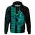 Polynesian Hoodie Hawaiian Warrior and Aloha Girl With Hammerhead Shark Tattoos Turquoise LT6 Green - Polynesian Pride