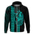 Polynesian Hoodie Hawaiian Warrior and Aloha Girl With Hammerhead Shark Tattoos Turquoise LT6 - Polynesian Pride