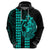 Polynesian Hoodie Hawaiian Warrior and Aloha Girl With Hammerhead Shark Tattoos Turquoise LT6 - Polynesian Pride