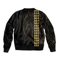 Polynesian Bomber Jacket Hawaiian Warrior and Aloha Girl With Hammerhead Shark Tattoos Gold LT6 - Polynesian Pride