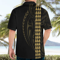 Polynesian Hawaiian Shirt Hawaiian Warrior and Aloha Girl With Hammerhead Shark Tattoos Gold LT6 - Polynesian Pride