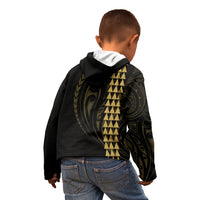 Polynesian Kid Hoodie Hawaiian Warrior and Aloha Girl With Hammerhead Shark Tattoos Gold LT6 - Polynesian Pride