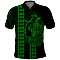 Polynesian Polo Shirt Hawaiian Warrior and Aloha Girl With Hammerhead Shark Tattoos Green LT6 Green - Polynesian Pride