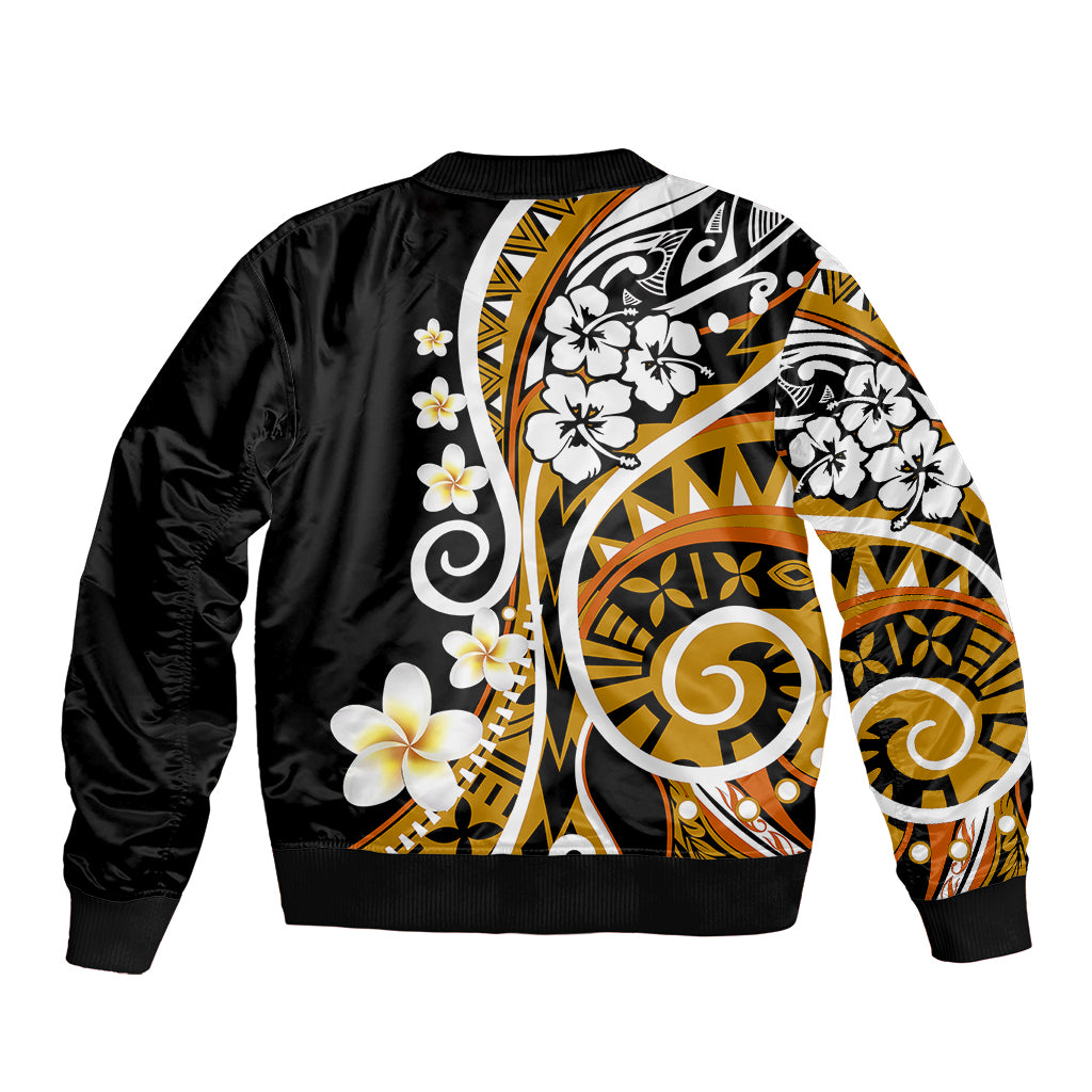 Plumeria Polynesian Bomber Jacket Trending Gold LT6 - Polynesian Pride