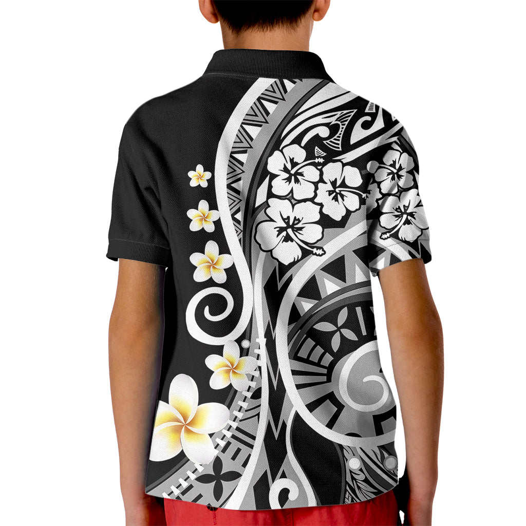 Plumeria Polynesian Kid Polo Shirt Trending Black LT6 - Polynesian Pride