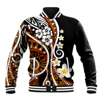 Plumeria Polynesian Baseball Jacket Trending Brown LT6 Unisex Brown - Polynesian Pride