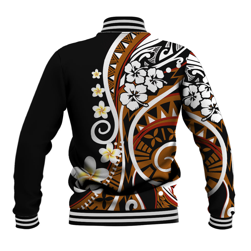 Plumeria Polynesian Baseball Jacket Trending Brown LT6 - Polynesian Pride