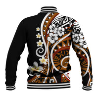 Plumeria Polynesian Baseball Jacket Trending Brown LT6 - Polynesian Pride