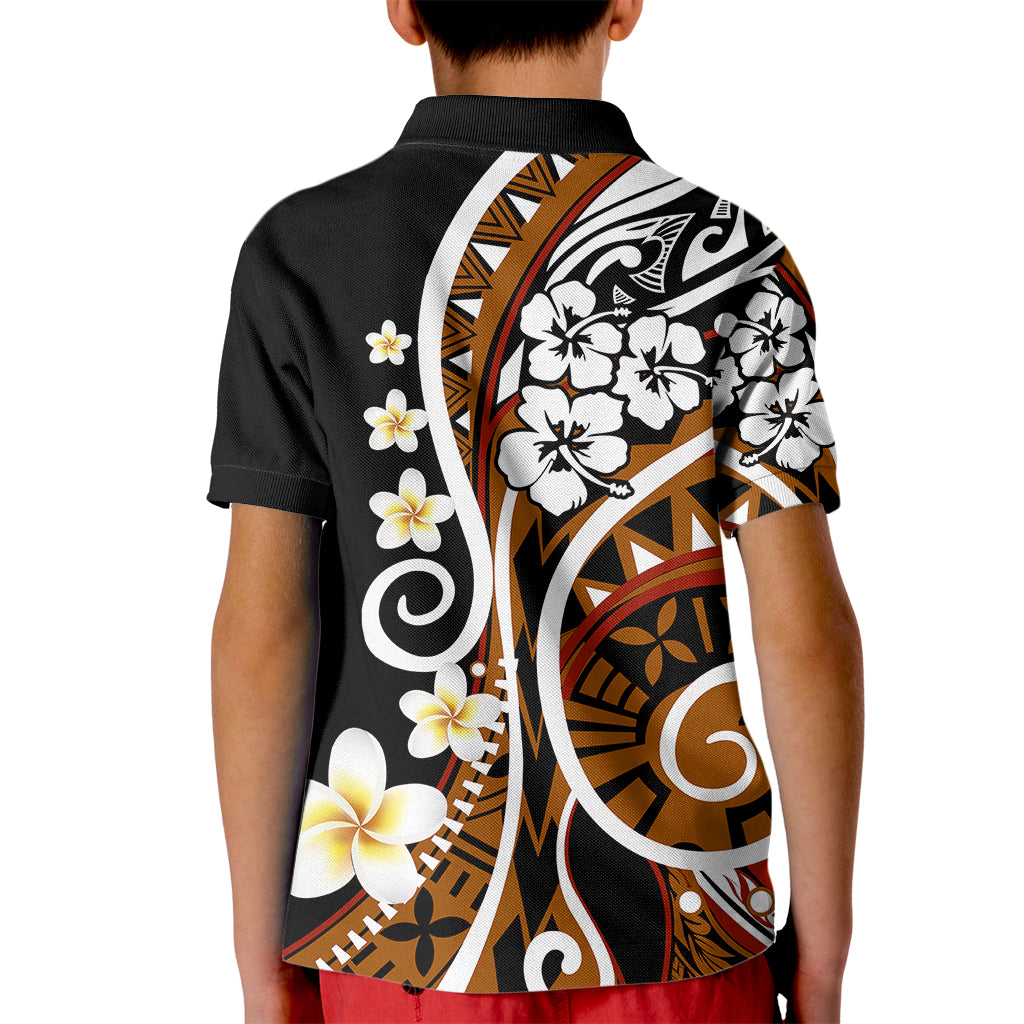 Plumeria Polynesian Kid Polo Shirt Trending Brown LT6 - Polynesian Pride