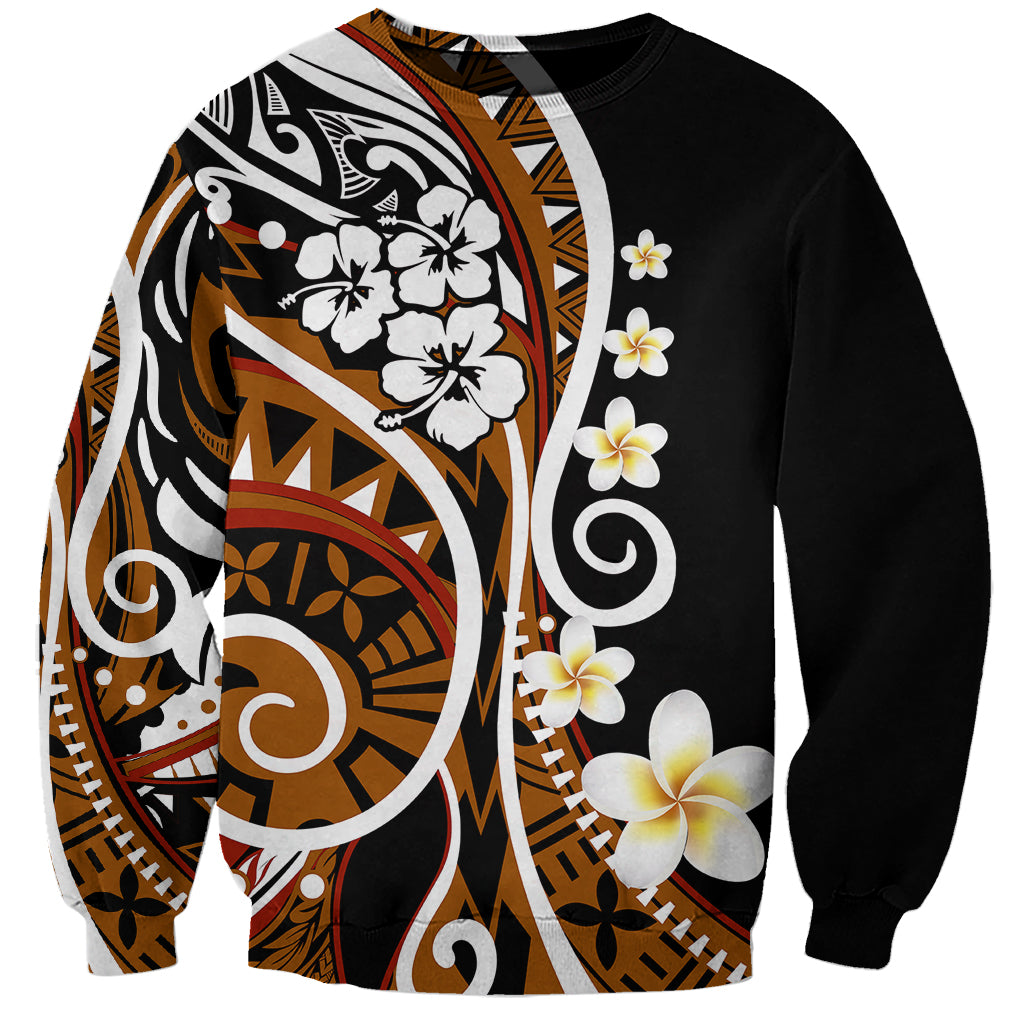 Plumeria Polynesian Sweatshirt Trending Brown LT6 Unisex Brown - Polynesian Pride