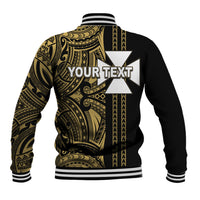 Custom Wallis and Futuna Baseball Jacket Polynesian Tribal Gold LT6 - Polynesian Pride