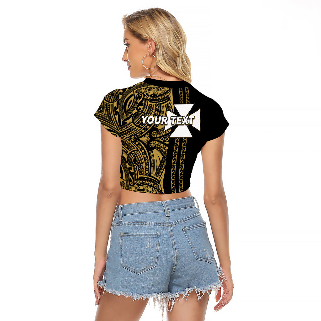 Custom Wallis and Futuna Raglan Cropped T Shirt Polynesian Tribal Gold LT6 - Polynesian Pride