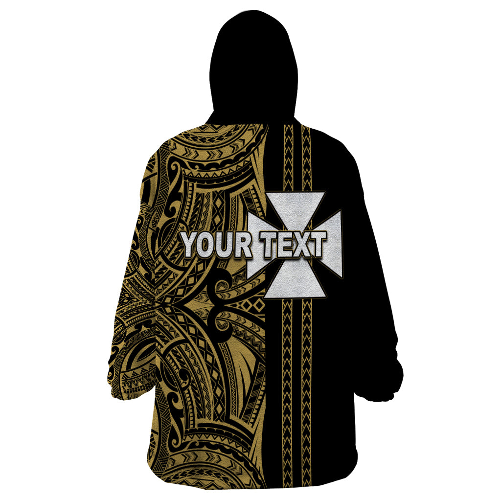 Custom Wallis and Futuna Wearable Blanket Hoodie Polynesian Tribal Gold LT6 - Polynesian Pride