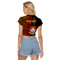Custom Kiribati Raglan Cropped T Shirt Polynesian Tribal LT6 - Polynesian Pride
