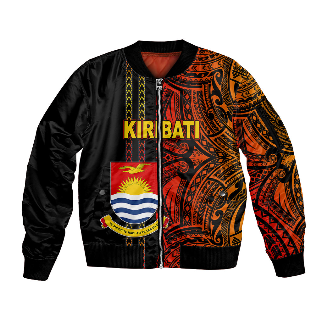 Custom Kiribati Sleeve Zip Bomber Jacket Polynesian Tribal LT6 Unisex Red - Polynesian Pride