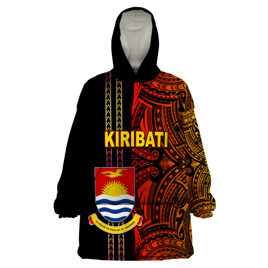 Custom Kiribati Wearable Blanket Hoodie Polynesian Tribal LT6 One Size Red - Polynesian Pride