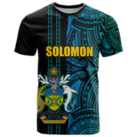 Custom Solomon Islands T Shirt Polynesian Tribal LT6 Blue - Polynesian Pride