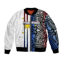 Custom Philippines Bomber Jacket Polynesian Tribal White LT6 Unisex White - Polynesian Pride