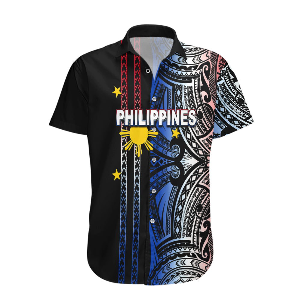 Custom Philippines Hawaiian Shirt Polynesian Tribal Black LT6 Black - Polynesian Pride