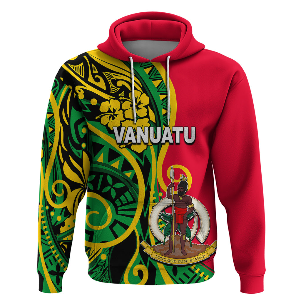 Custom Vanuatu Hoodie Polynesian Patterns LT6 Pullover Hoodie Green - Polynesian Pride