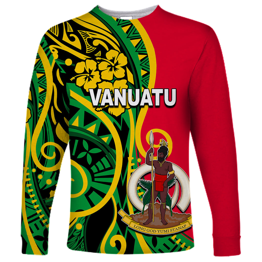 (Custom Personalised) Vanuatu Long Sleeve Shirt Polynesian Patterns LT6 Unisex Green - Polynesian Pride