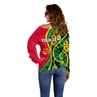 (Custom Personalised) Vanuatu Off Shoulder Sweater Polynesian Patterns LT6 - Polynesian Pride