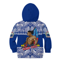 (Custom Personalised) Samoa Pride Kid Hoodie Tribal Patterns Blue LT6 - Polynesian Pride