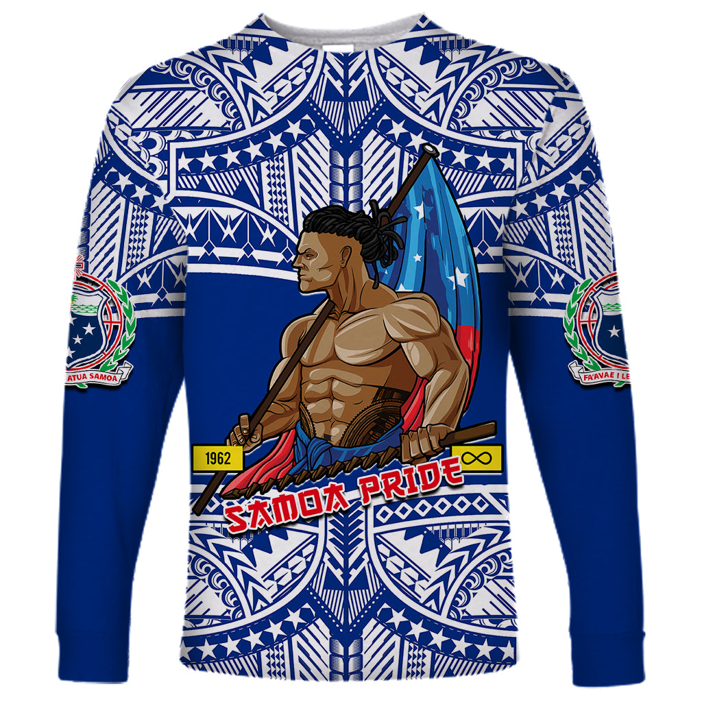 (Custom Personalised) Samoa Pride Long Sleeve Shirt Tribal Patterns Blue LT6 Unisex Blue - Polynesian Pride