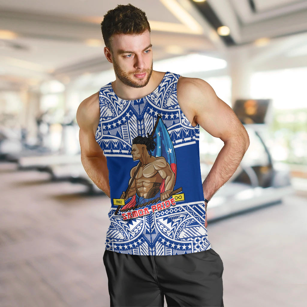 (Custom Personalised) Samoa Pride Men Tank Top Tribal Patterns Blue LT6 - Polynesian Pride
