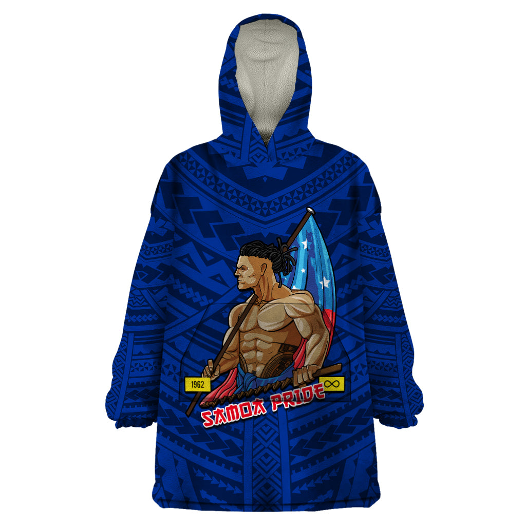 (Custom Personalised) Samoa Pride Wearable Blanket Hoodie Simple Blue Style LT6 One Size Blue - Polynesian Pride